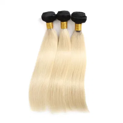 Cabelo virgem brasileiro ombre tecer cabelo humano pacotes 1b/613 cor remy tecer cabelo loiro trama